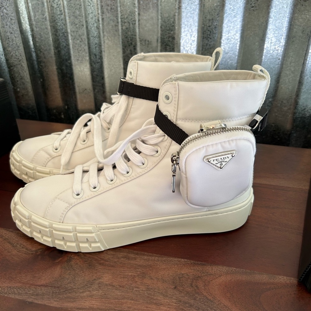Prada White Re-Nylon Sneakers
